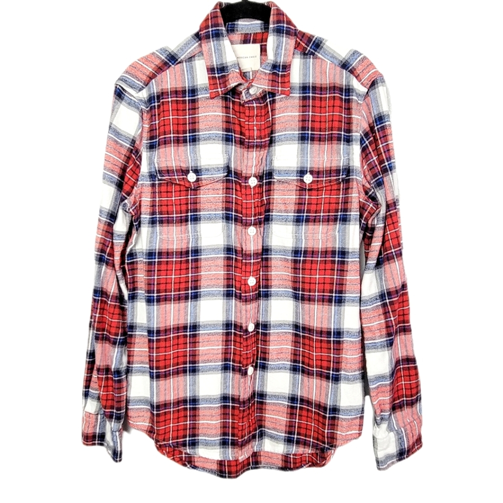 Women's American Eagle Plaid Button Down Flannel Size Small